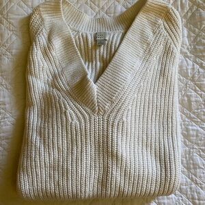 A New Day Cream V-Neck Ribbed Sweater